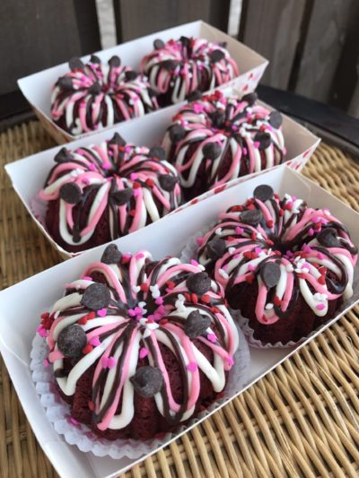 Valentines Day Dessert Menu Red Velvet Bundt Cakes