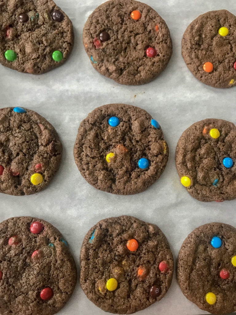 M&Ms Double Chocolate Cookies