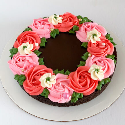 Brownie with Buttercream Flowers