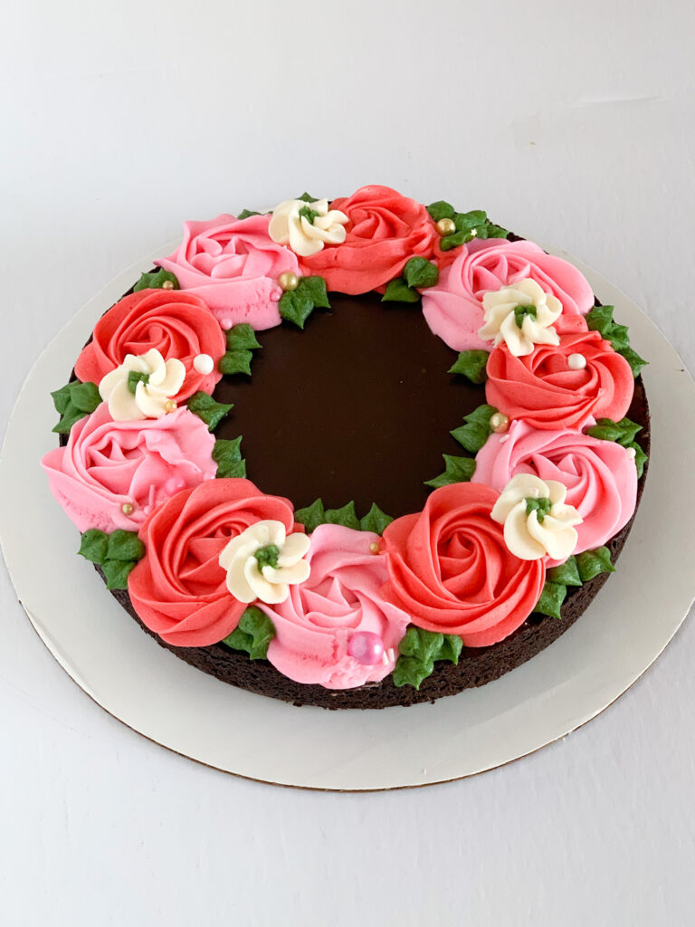 Brownie with Buttercream Flowers