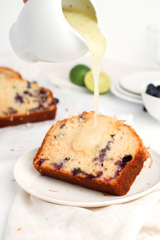 BLUEBERRY COCONUT CAKE WITH LIME SAUCE