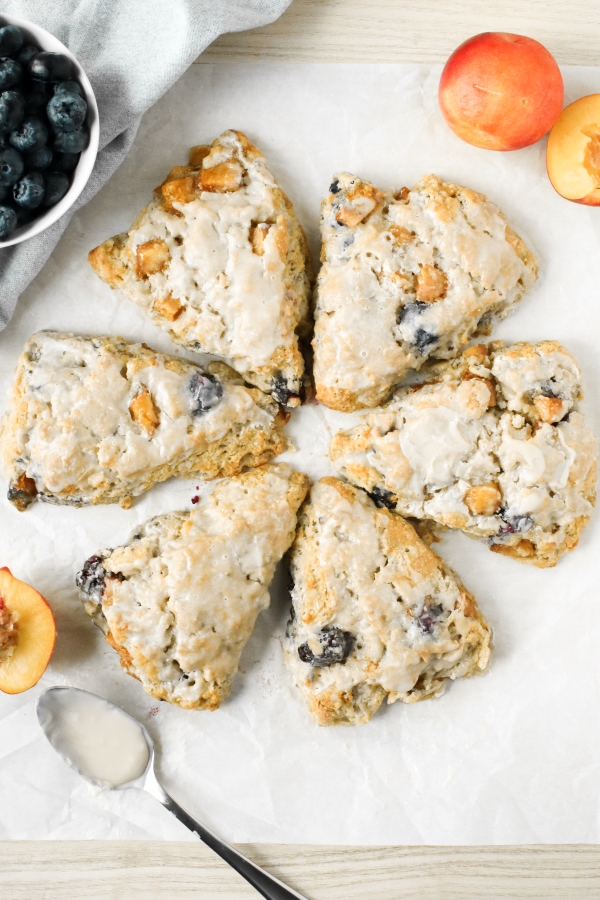 Peaches and Berries Scones overhead shot