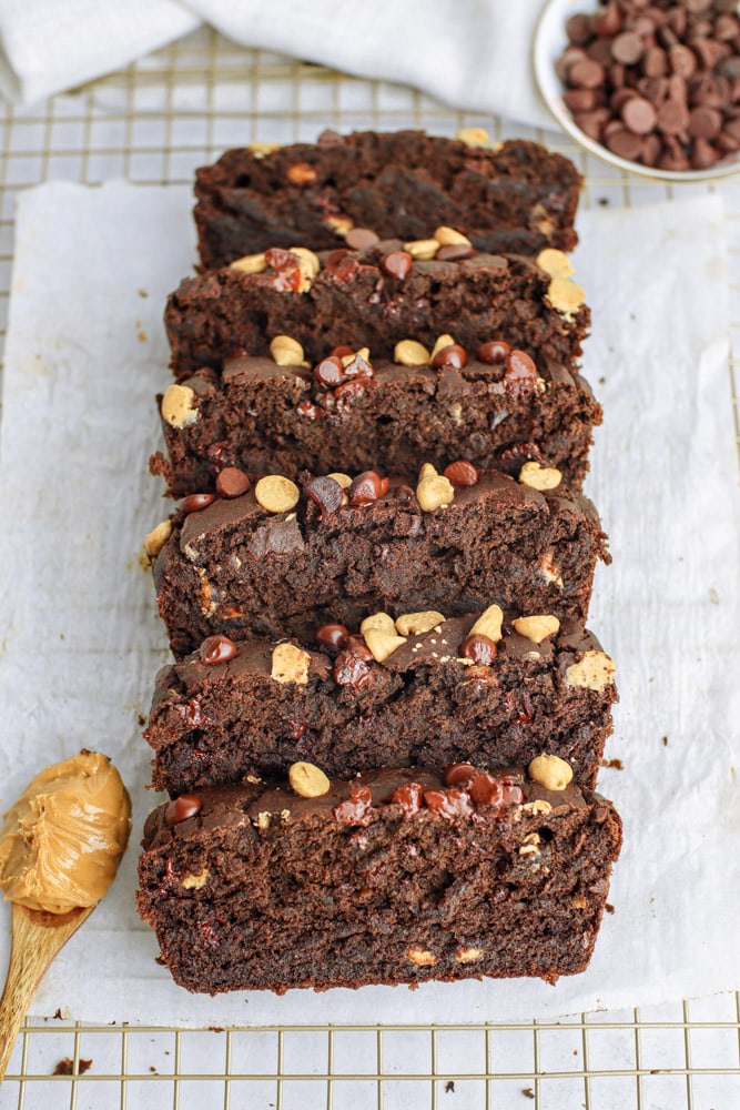 Healthy Peanut Butter Chocolate Banana Bread