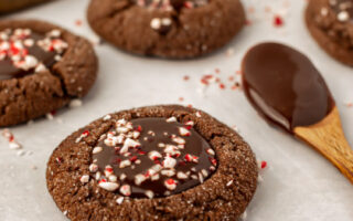 Chocolate Peppermint Thumbprint Cookies