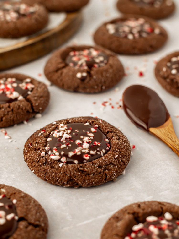 Chocolate Peppermint Thumbprint Cookies
